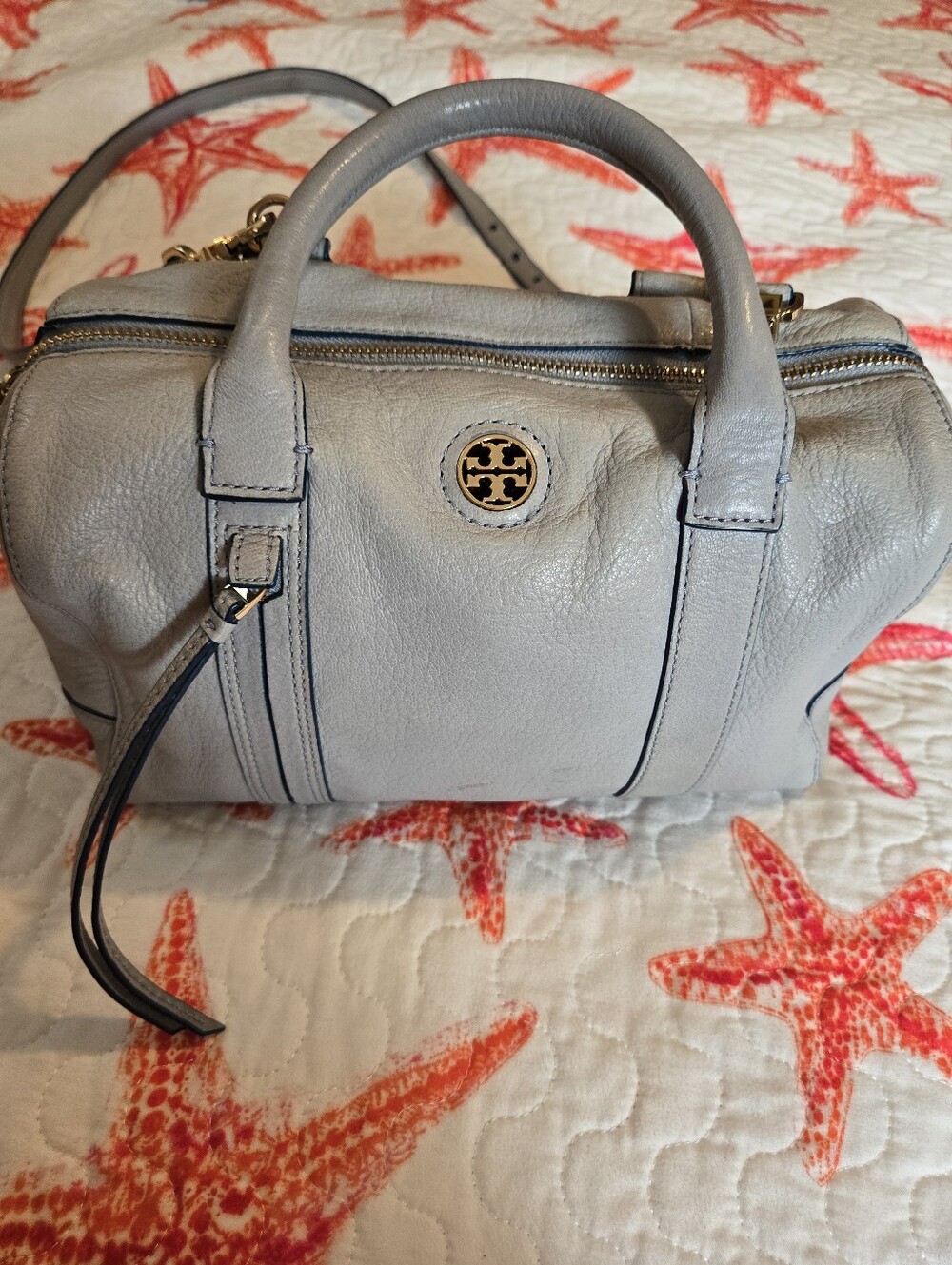 Tory Burch Brody Small Blue Leather Satchel Crossbody Bag - EUC No Stains